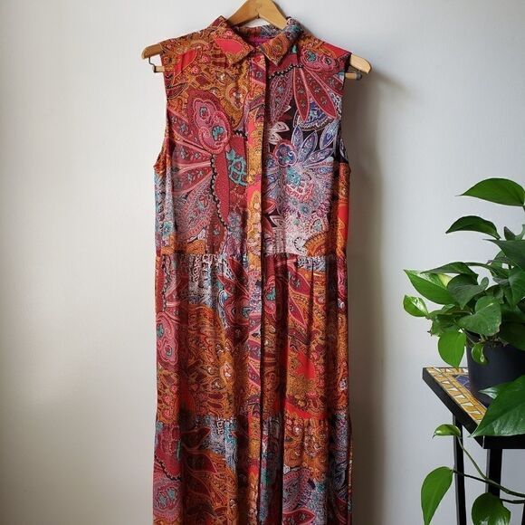 BEAUTIFUL PRINT BUTTON MAXI DRESS BOOHOO SIZE S - Picture 4 of 8